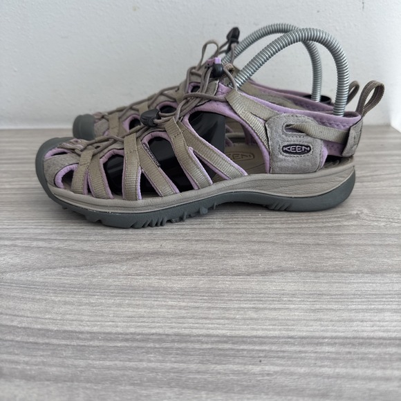Keen Shoes - KEEN Whisper Womens  Size 9 Tan Gray Purple Bungee Sport Outdoor Shoes Sandals
